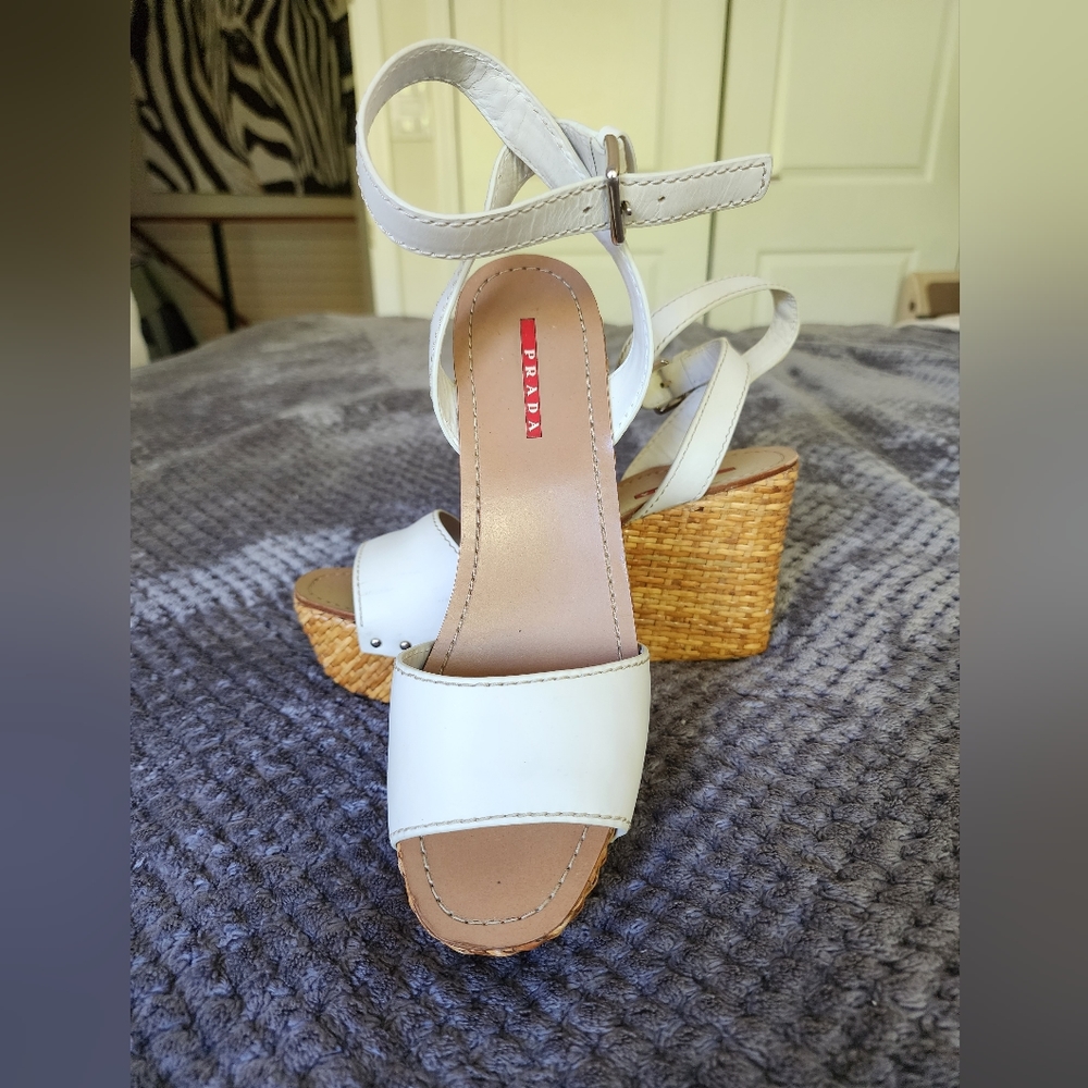 Prada Leather Sandals White Size 39